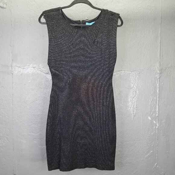 ALICE + OLIVIA Gyllen Dress Womens M Mini Black Metallic Fleck Zipper Net Lining - Picture 2 of 12
